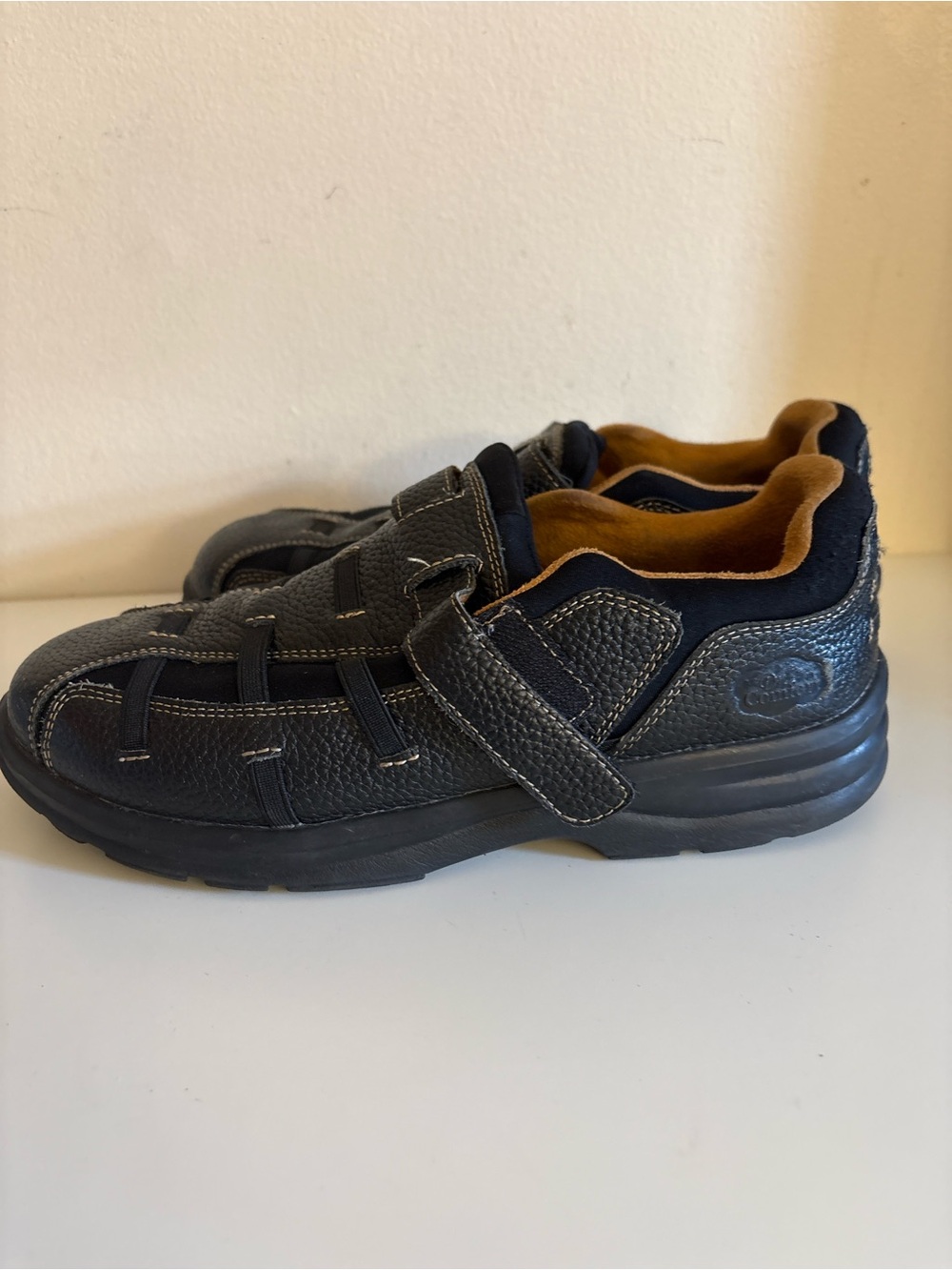 Dr. Comfort Shoes Size 8.5 W 38 Europe Black Leather Hook & Loop Comfort Casual